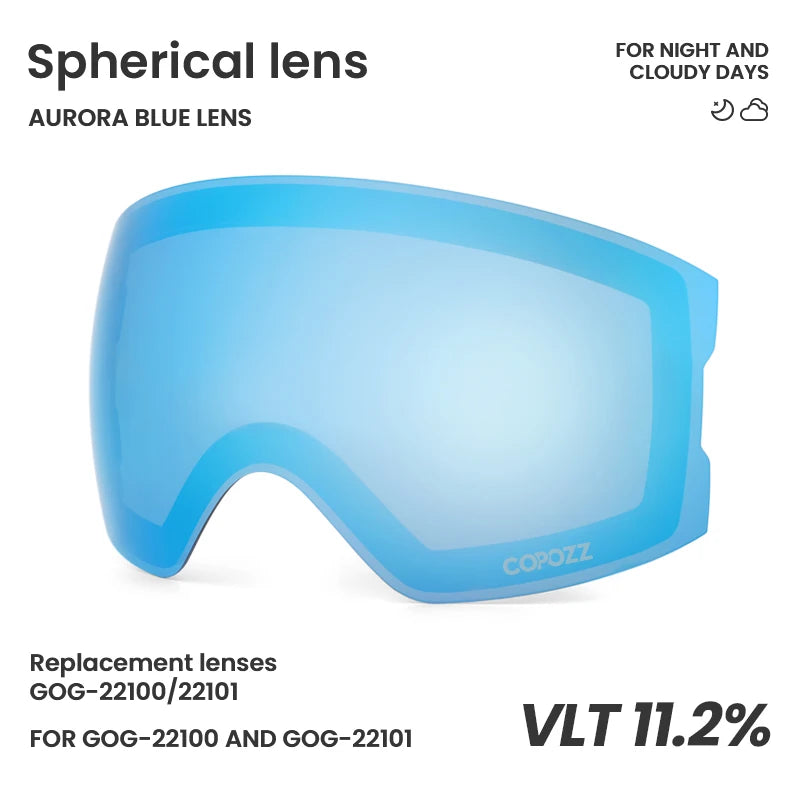 COPOZZ 22101 and 22100 Ski Goggles Magnetic Replacement Lenses Spherical lens and Cylindrical lens