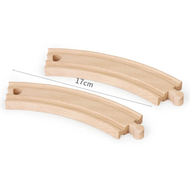 Wooden Train Track Accessories Universal Wooden Railway Tracks Bridge Parts Adapters Fit for All Brand Train Toys Birthday Gifts