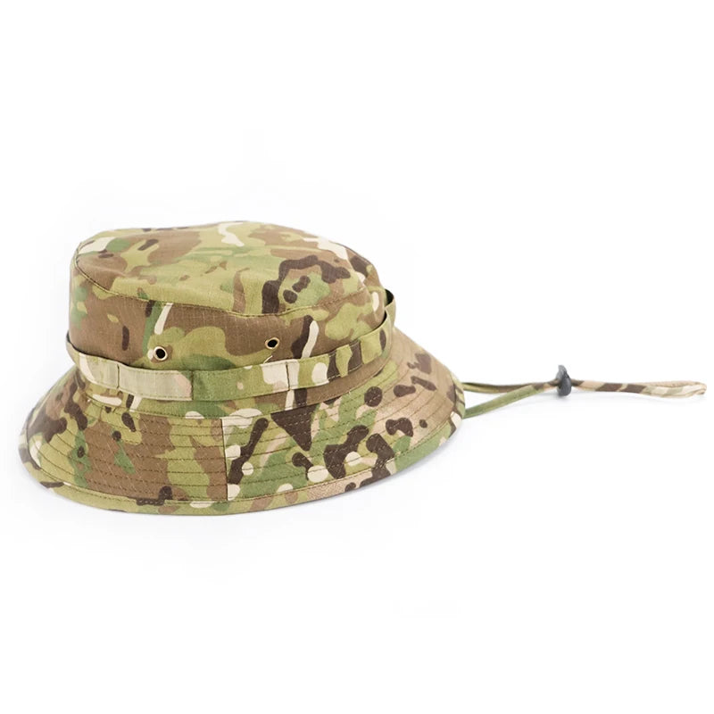 Men's Panama Hat Bucket Hat Tactical Sunscreen Camouflage Outdoor Travel Climbing Fishing Caps Training Beach Men's Hiking Hat