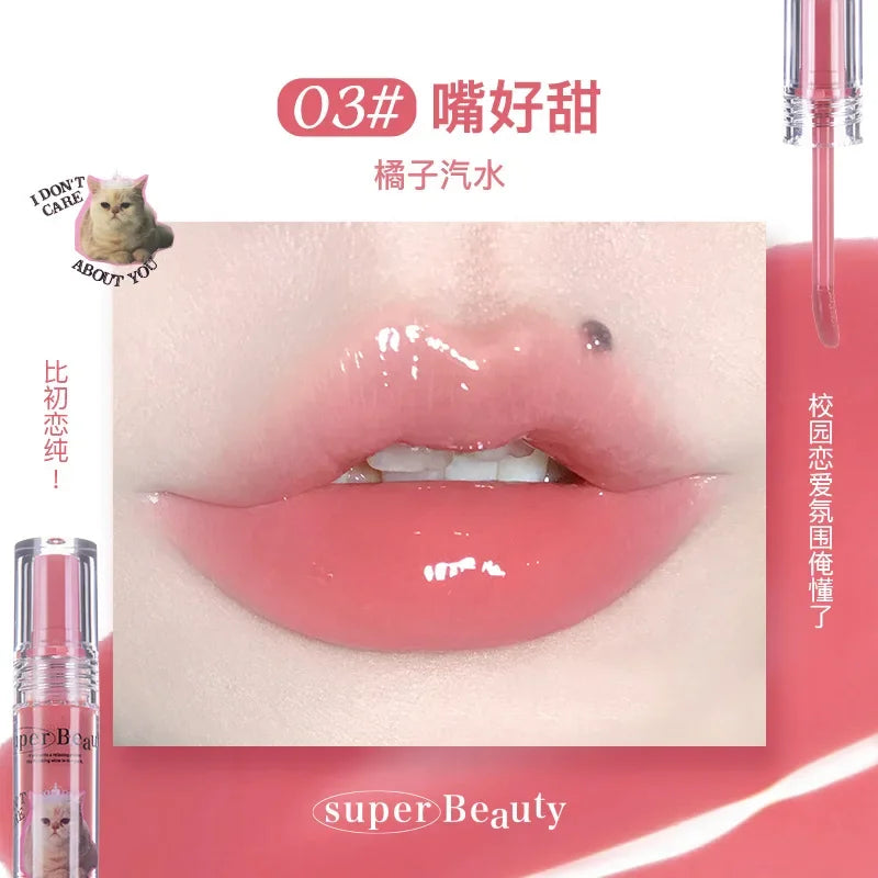 FLORTTE Lip Essence Lip Gloss Serum Lip Tint Oil Clear Nourishing Moisturizing Hydrating Fades Lip Lines Makeup Women Cosmetics