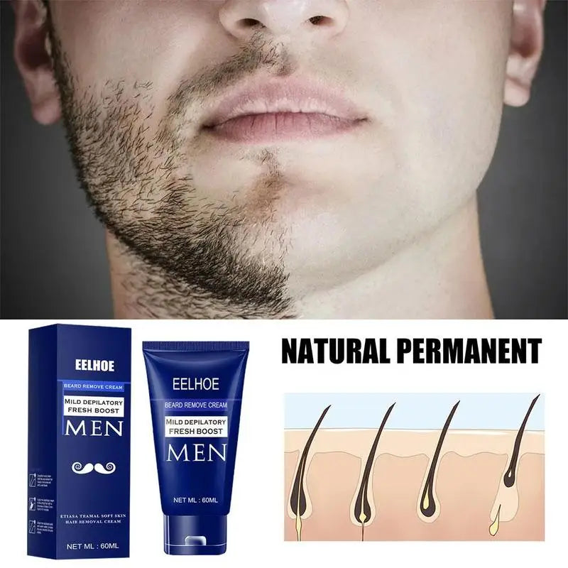 60ml Man Painless Hair Removal Cream Create Smooth Skin for FACIAL Arm Legs Body Inhibitor Natural Gentle