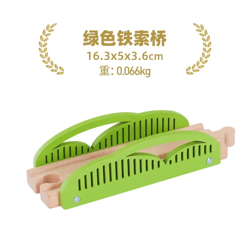 Kids Railway Toys Wooden Track Accessories of Wooden Bridge Tunnel Station fit for Brand Wooden Train Tracks Railway Toys