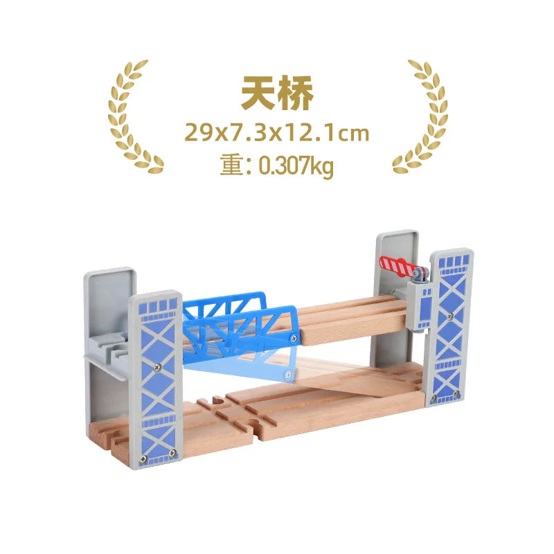Kids Railway Toys Wooden Track Accessories of Wooden Bridge Tunnel Station fit for Brand Wooden Train Tracks Railway Toys