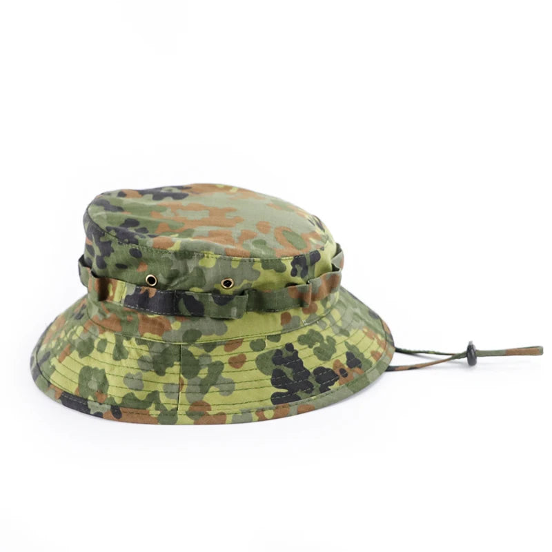 Men's Panama Hat Bucket Hat Tactical Sunscreen Camouflage Outdoor Travel Climbing Fishing Caps Training Beach Men's Hiking Hat