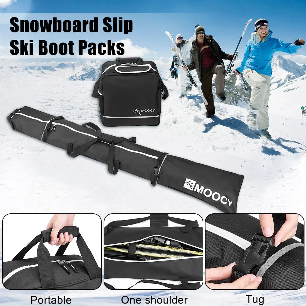 2 Pcs Ski Set Waterproof Ski Duffle Bag & Boot Tote Set Padded Snowboard And Boot Storage Bag for Travel Fit Skis Up to 200 cm
