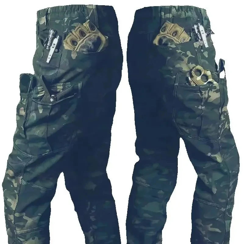 S-6XL 125kg Knee Double Layer Thickened Winter Men Multi Pocket Camouflage Waterproof and Windproof New IX7 Assault Pants