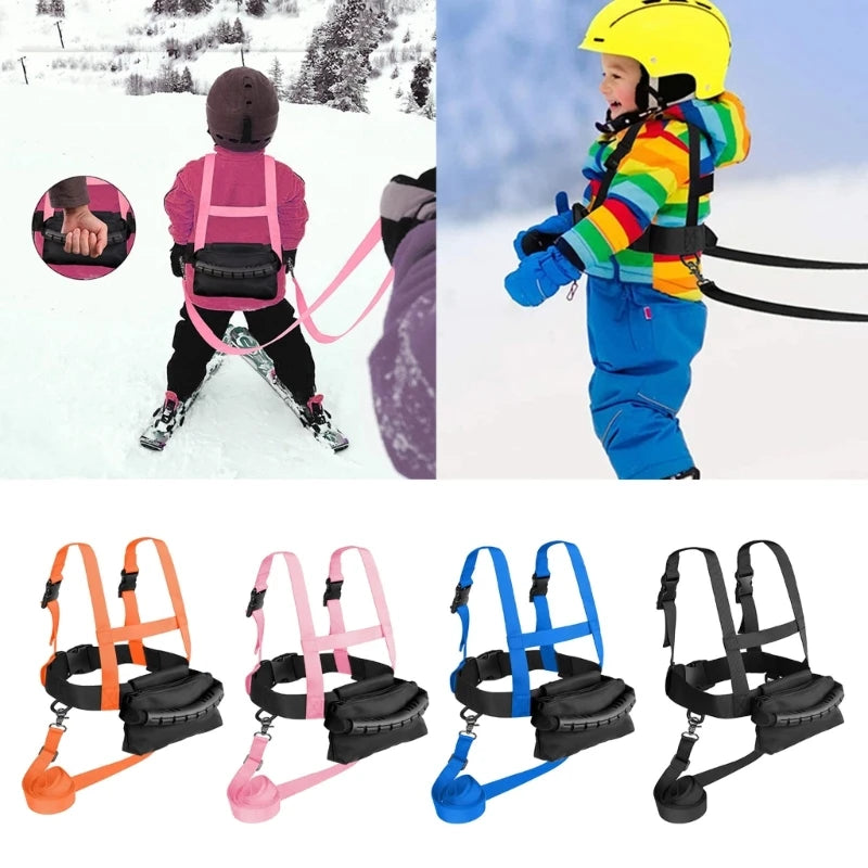 Kids Ski Harness Snowboard Training Harness Ski Traction Rope Skating Training Safety Strap with Handle Removable Leash