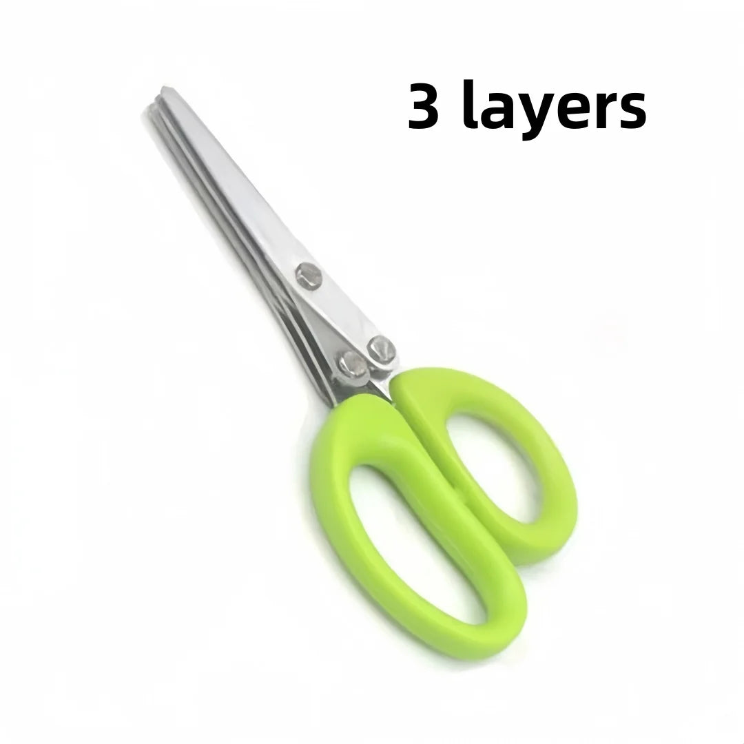 Sharp Muti Layers Stainless Steel Knives Kitchen Scissors Scallion Cutter Herb Laver Spices Onion Cook Cut Scissor Seed Removal