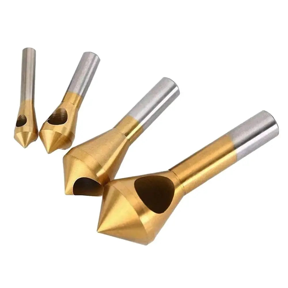 HSS Titanium Coated Countersink Drill Bit Set - 90° Deburring Chamfering Cutter for Metal