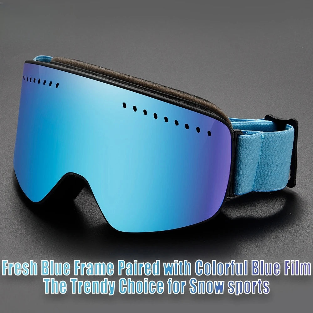 New colorful cylindrical magnetic double-layer anti-fog ski goggles outdoor windproof large-field night vision mountaineering go