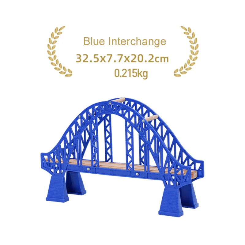 New Wooden Train Tracks Scene Accessories Mountain Tunnel Bridge Crane Tower Compatible ALL Brand Wooden Track Toys For Kids
