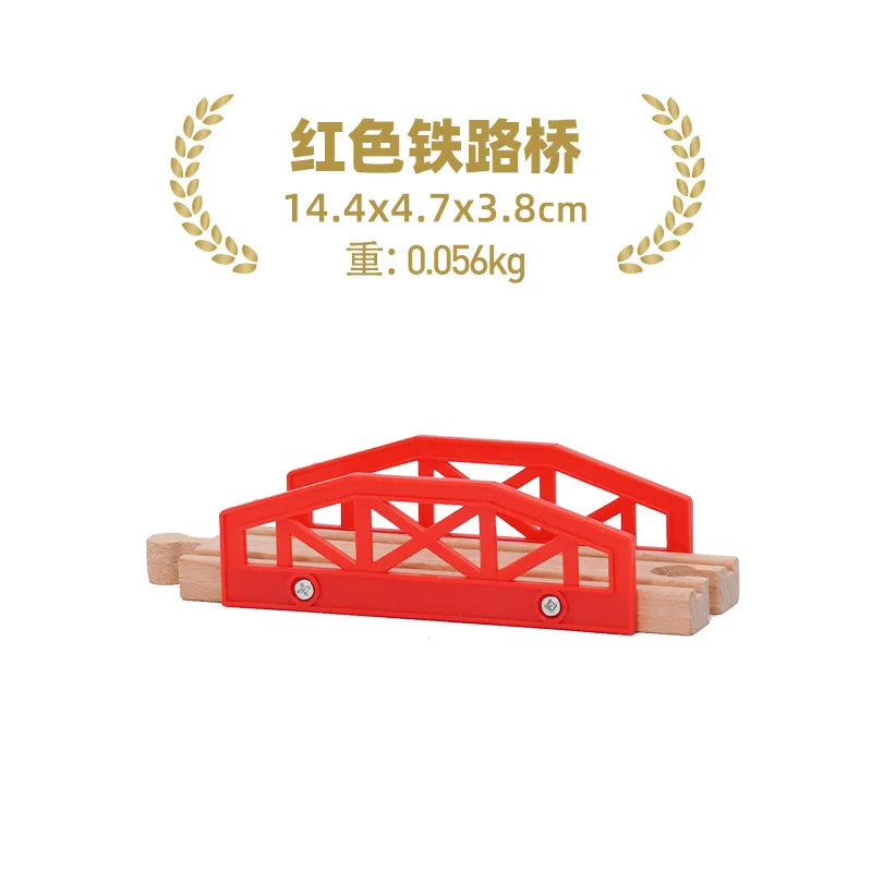Kids Railway Toys Wooden Track Accessories of Wooden Bridge Tunnel Station fit for Brand Wooden Train Tracks Railway Toys