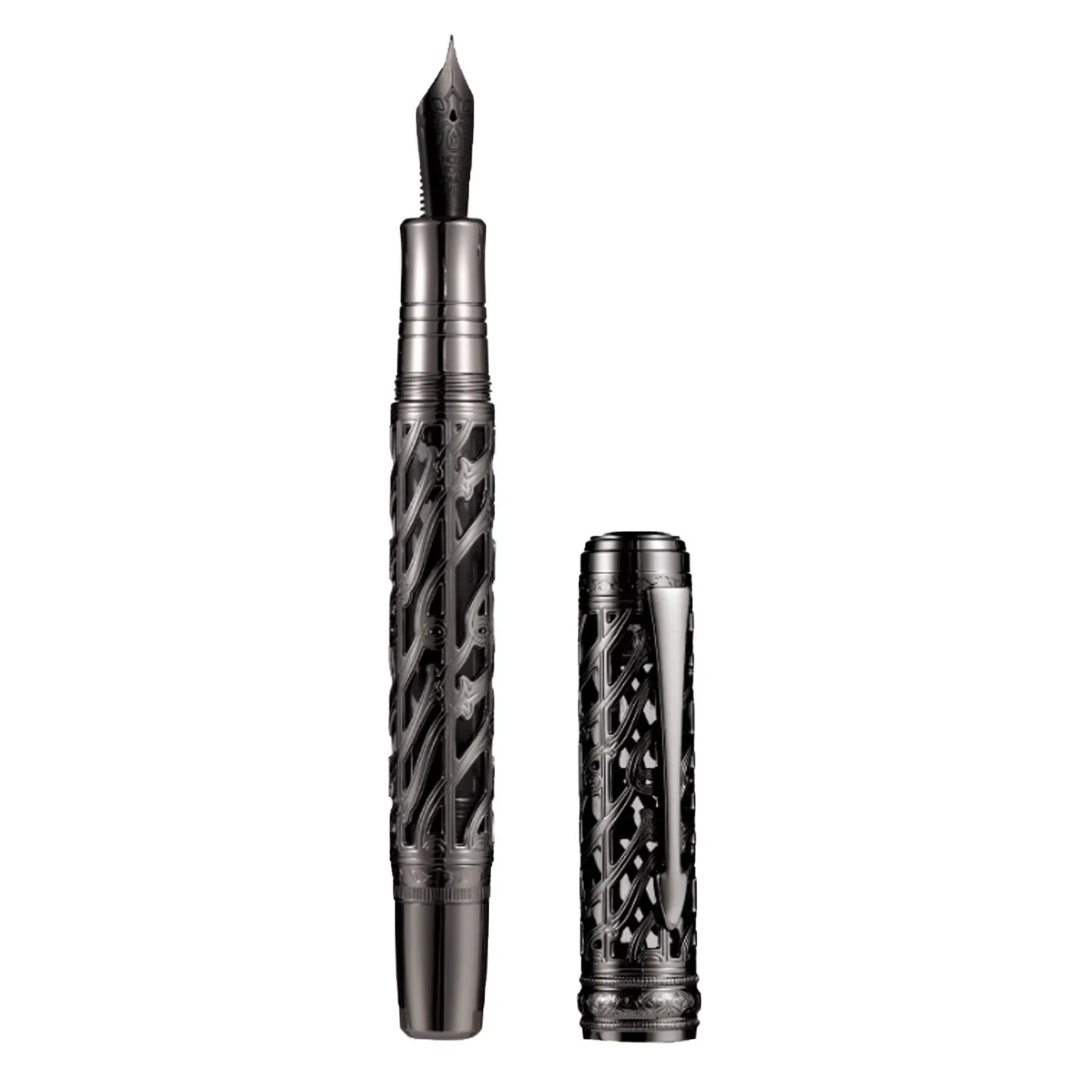 Hongdian A6 Hollow Piston Metal Fountain Pen 35# Nib Writing Ink Pen EF F Nib School Office Supplies Gift Pens for students
