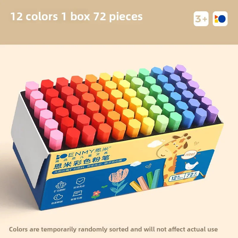ENMY 12/36 Color Chalk Dustless Safe Chalk for Teachers Students Blackboard Non-Dusty Bright Colors Art Drawing School Supplies