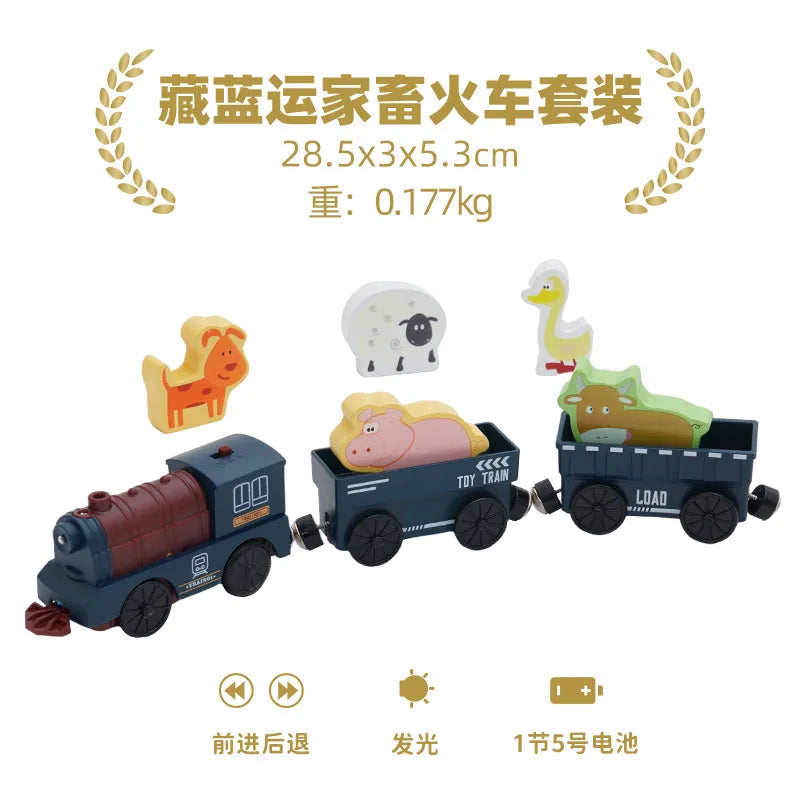 Electric Train Set Toys Model Train Electric Car Fit For Wooden Railway Wood Train Track Christmas Gift For Children