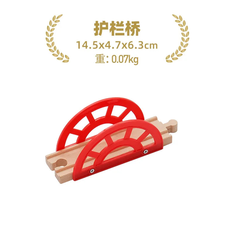 Kids Railway Toys Wooden Track Accessories of Wooden Bridge Tunnel Station fit for Brand Wooden Train Tracks Railway Toys