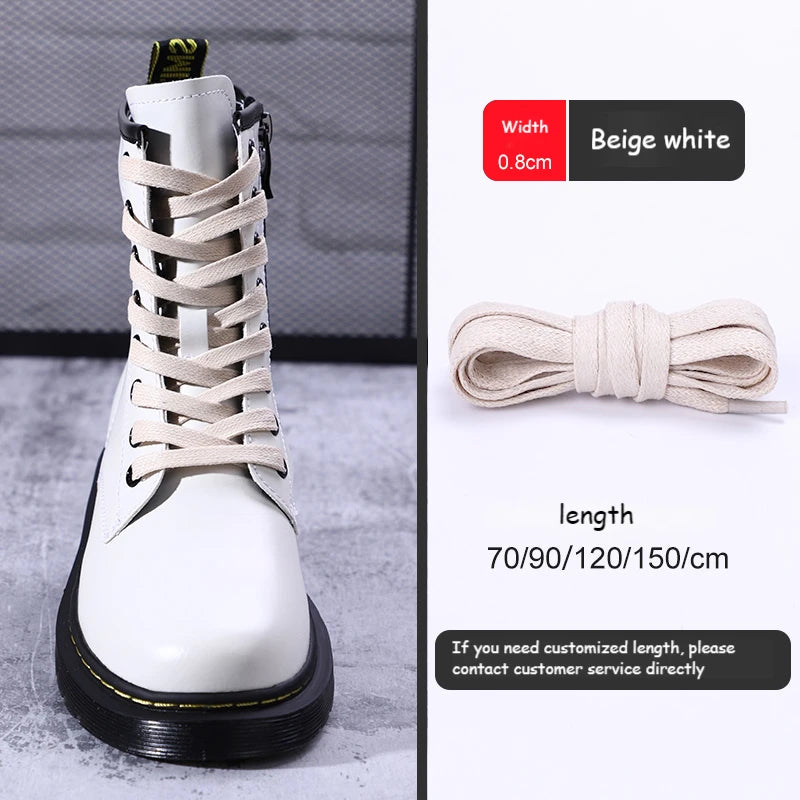 1 Pair Shoelaces 0.8 CM Waxed Cotton Width Flat Waterproof Shoe Laces Unisex Boots Casual Sneakers Shoelace Leather Shoe Lace