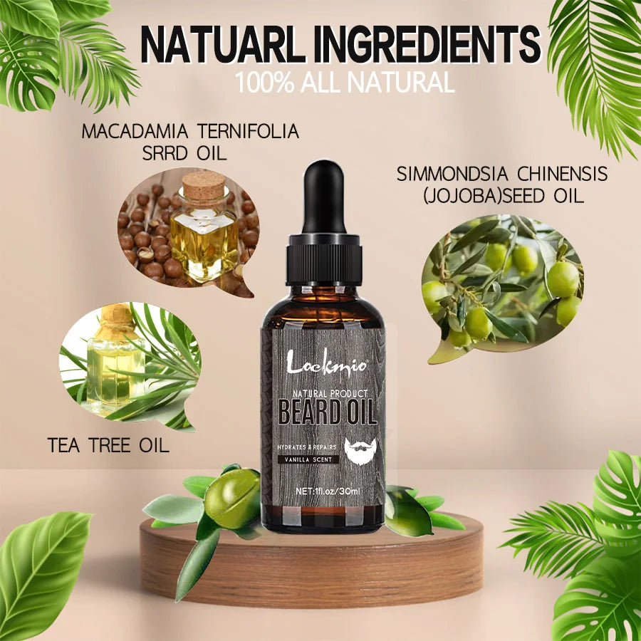 30ml 4pcs Scented Beard Oil Set Product Whiskers Moisturizing Growth Shine Smooth Moustache Soften Strengthen Beard Oil for Men