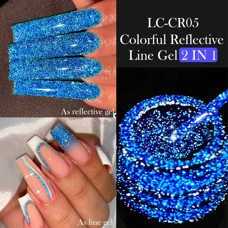 LILYCUTE Reflective Glitter Gel Nail Polish - 5ml Sparkling Liner