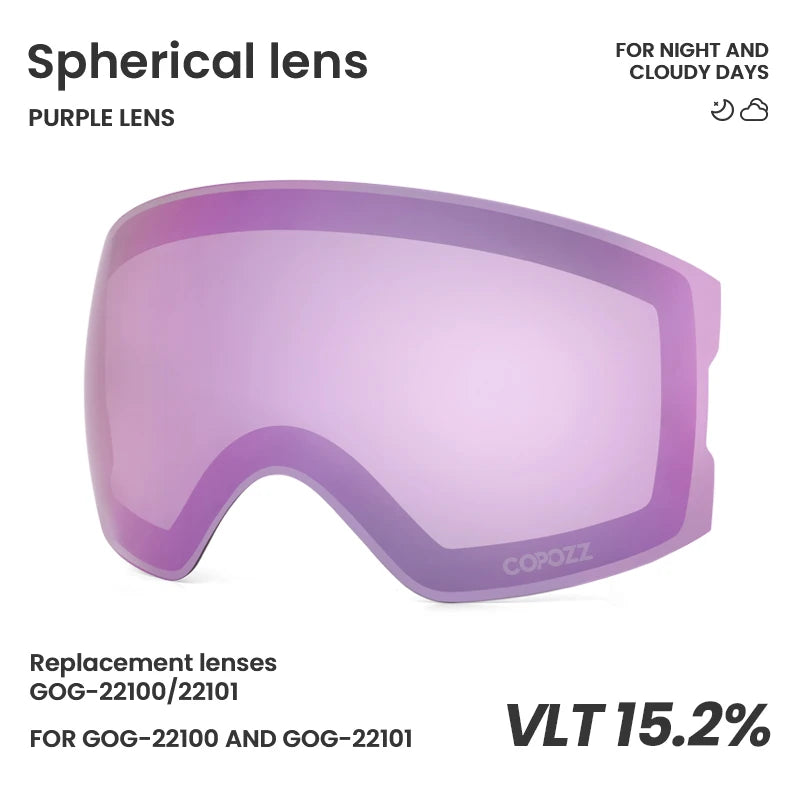 COPOZZ 22101 and 22100 Ski Goggles Magnetic Replacement Lenses Spherical lens and Cylindrical lens