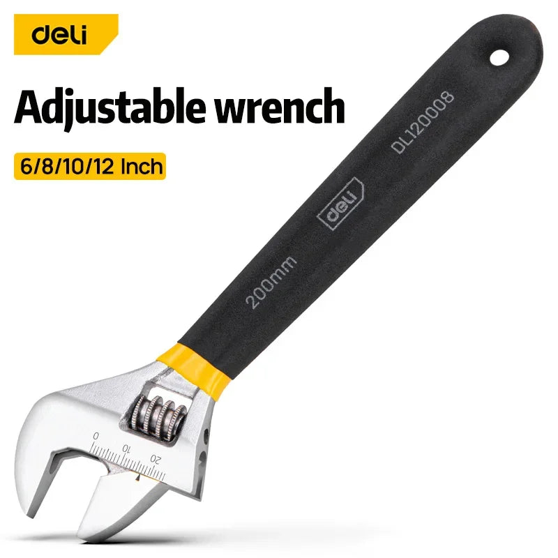Premium Deli Adjustable Wrench - Carbon Steel Universal Spanner Tool
