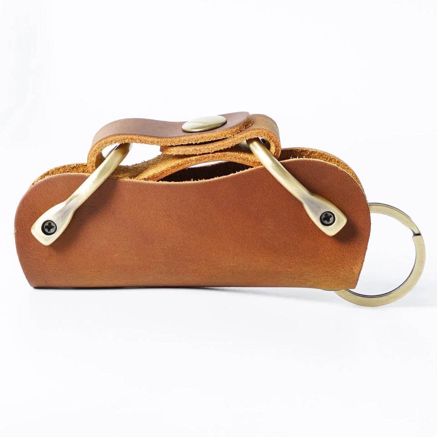 Premium Leather Key Holder - Compact Car Keys Organizer Case