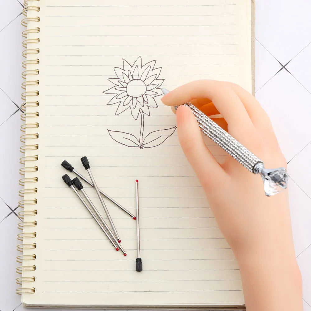 Lytwtw's Luxury Gold Ballpoint Pen Big Diamond Wedding Rose,Metal Stationery School Supplies  1 PCS Pen +5 PCS Refills