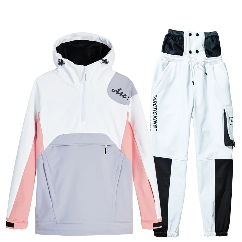 New Fashion Snowboard Suit Men Women Ski Hoodie Set Winter Windproof Waterproof Warm Jacket Pants Skiing Suit Snow Overalls