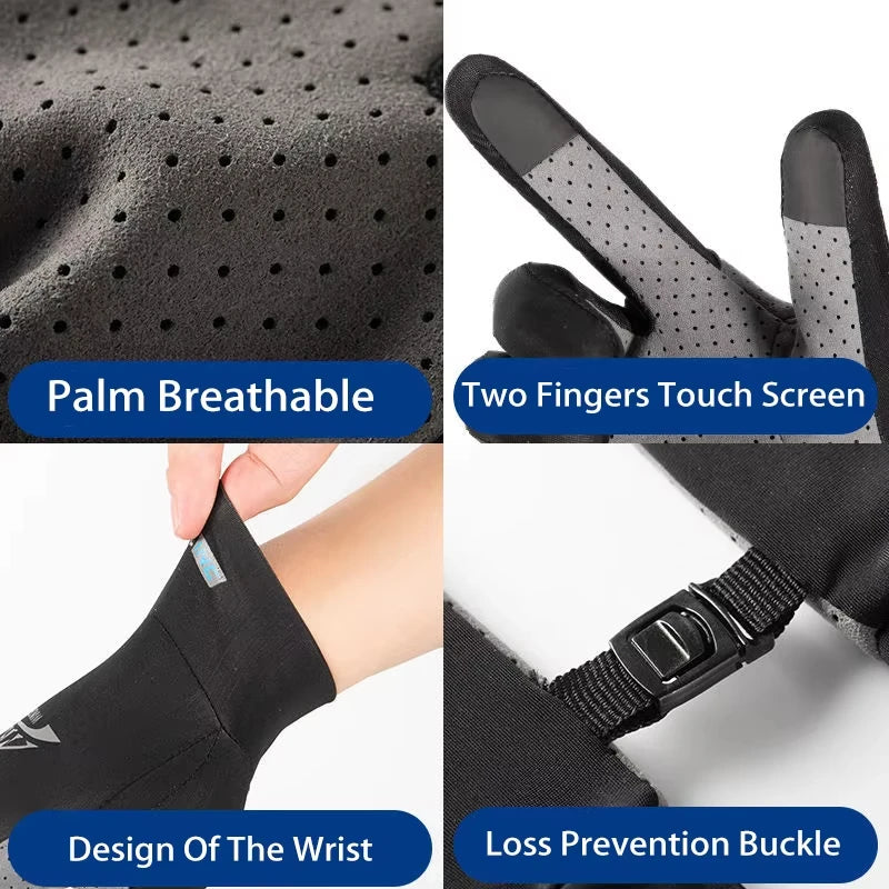 Ice Silk Gloves Breathable Lightweight Cycling Gloves Anti-Slip Sunscreen Full Finger Gloves Outdoor Fishing Driving Gloves
