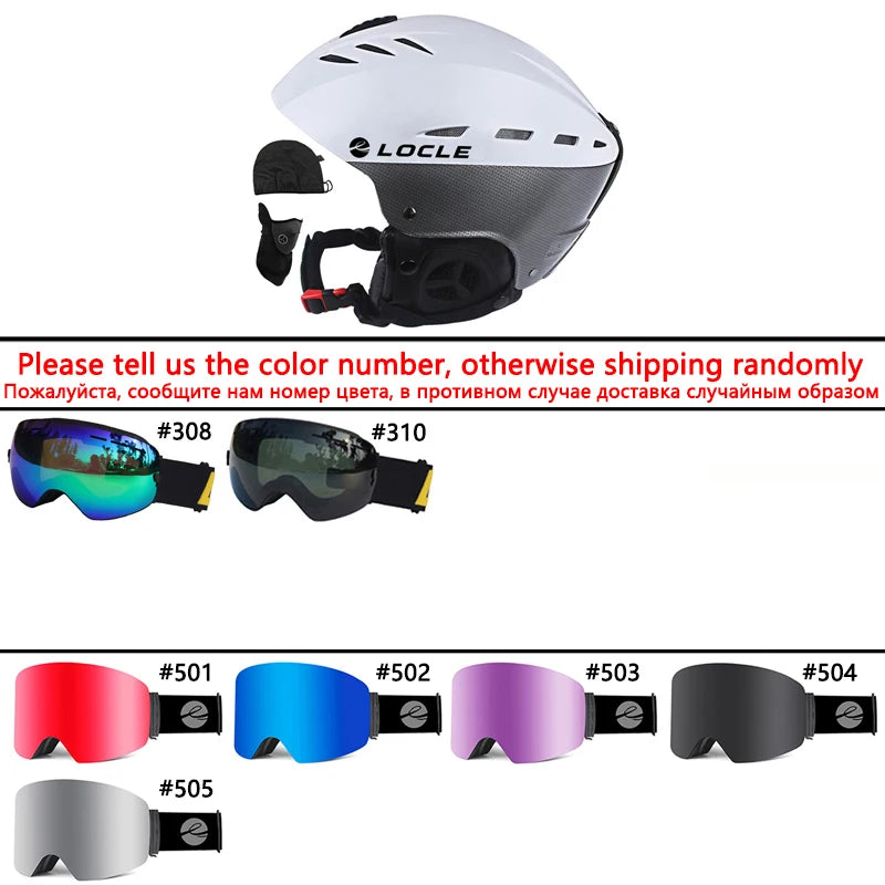 LOCLE Ski Helmet Men Women Children Kids CE Safety Winter Sports Snow Skiing Snowmobile Snowboard Skateboard Helmet Size 52-61cm