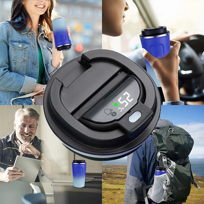 Smart Temperature Display Tumbler - 380ml Stainless Steel Insulated Travel Mug with LED Display