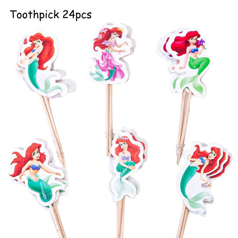 Disney Little Mermaid Theme Girl Kids First Birthday Party Decoration Disposable Tableware Plate Napkins Banner Ariel Backdrops