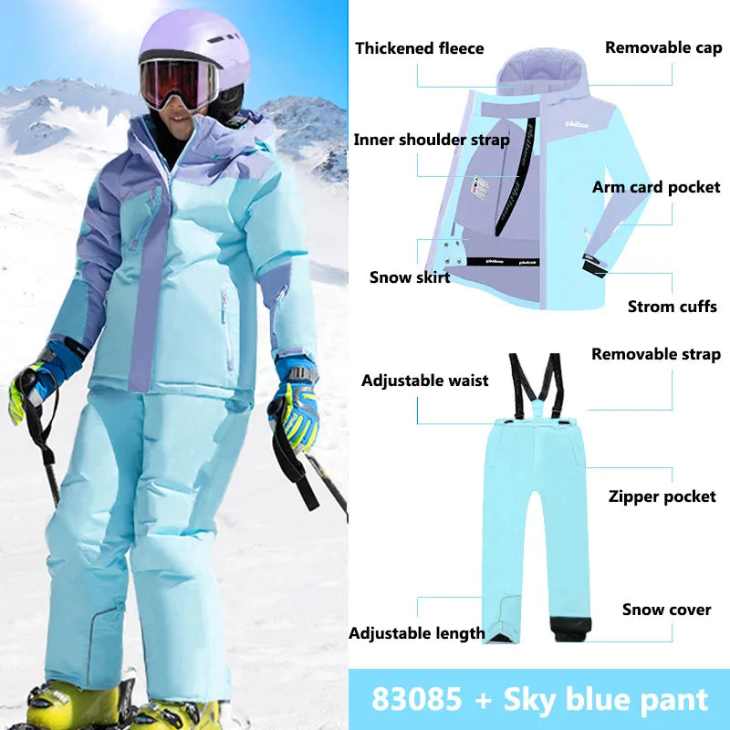 Winter Children's Waterproof Windproof Skiing Snowboard Jackets Pants Snow Suits Sets Ski Wear Kids Coats for Girls