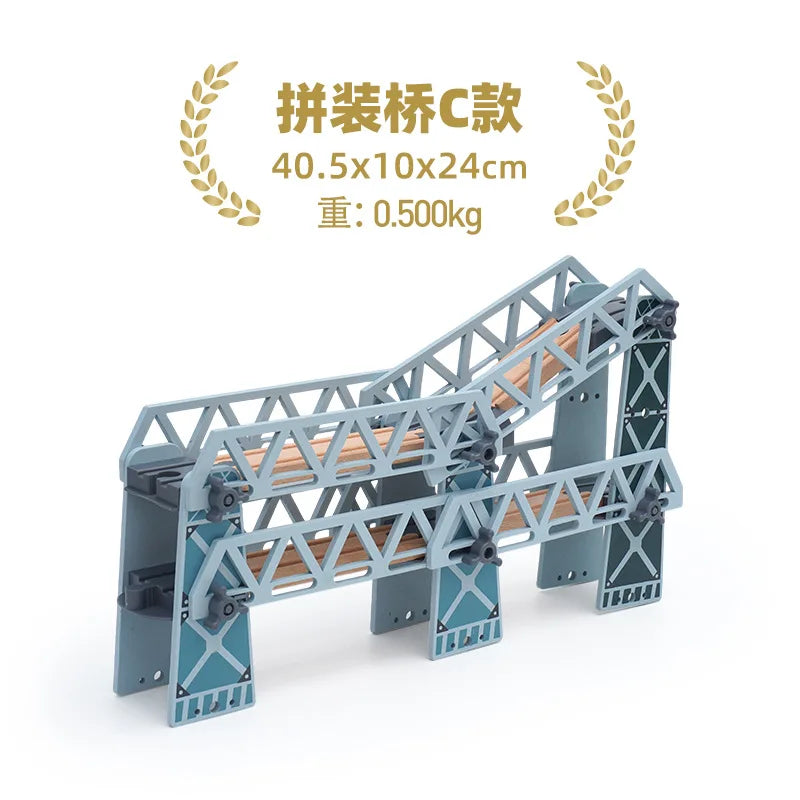 Wooden Train Track Accessories Tower Crane Compatible with Thomas Brio Track All Major Brand Railway Track