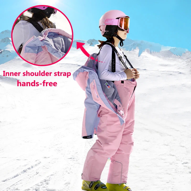 Winter Children's Waterproof Windproof Skiing Snowboard Jackets Pants Snow Suits Sets Ski Wear Kids Coats for Girls