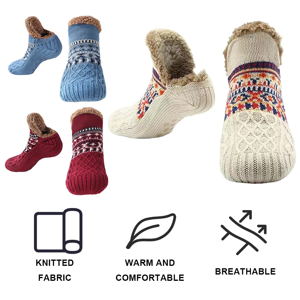 Men Women Winter Indoor Home Slippers Socks Non Slip Carpet Sock Warm Bedroom Sleeping Sock Soft for Christmas