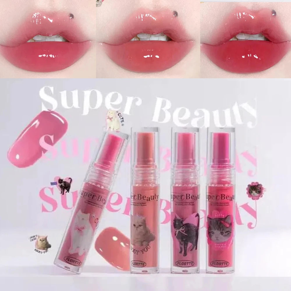 FLORTTE Lip Essence Lip Gloss Serum Lip Tint Oil Clear Nourishing Moisturizing Hydrating Fades Lip Lines Makeup Women Cosmetics