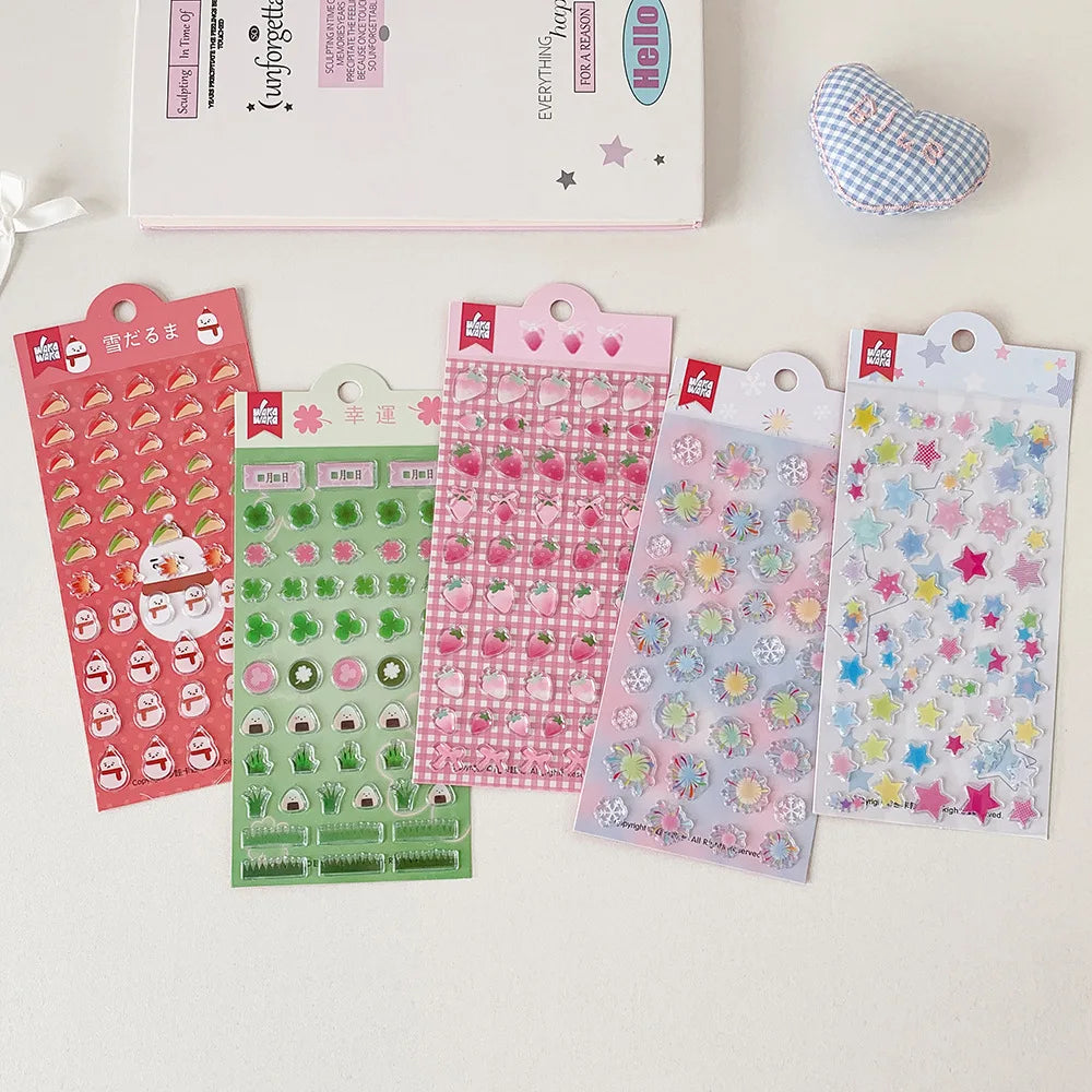 INS Style Cute Epoxy Strawberry Stationery Stickers Journal Stickers DIY Journal Decorative Sticker Phone Case Material Stickers