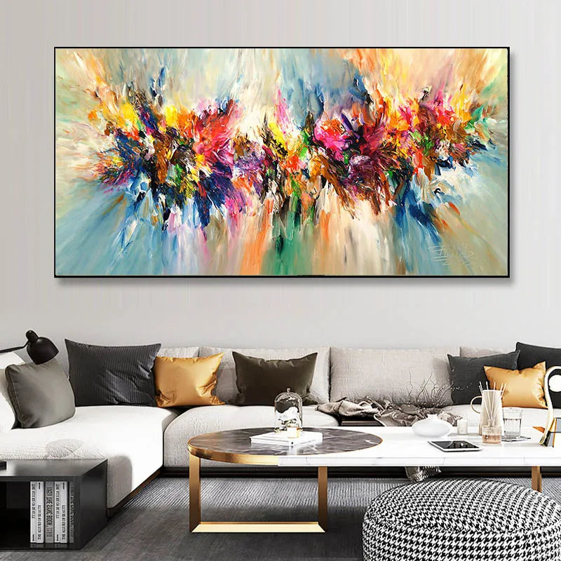 Abstract Colorful Canvas Painting Quadro Flower Posters and Prints Wall Art Pictures Cuadros Living Room Home Decor No Frame
