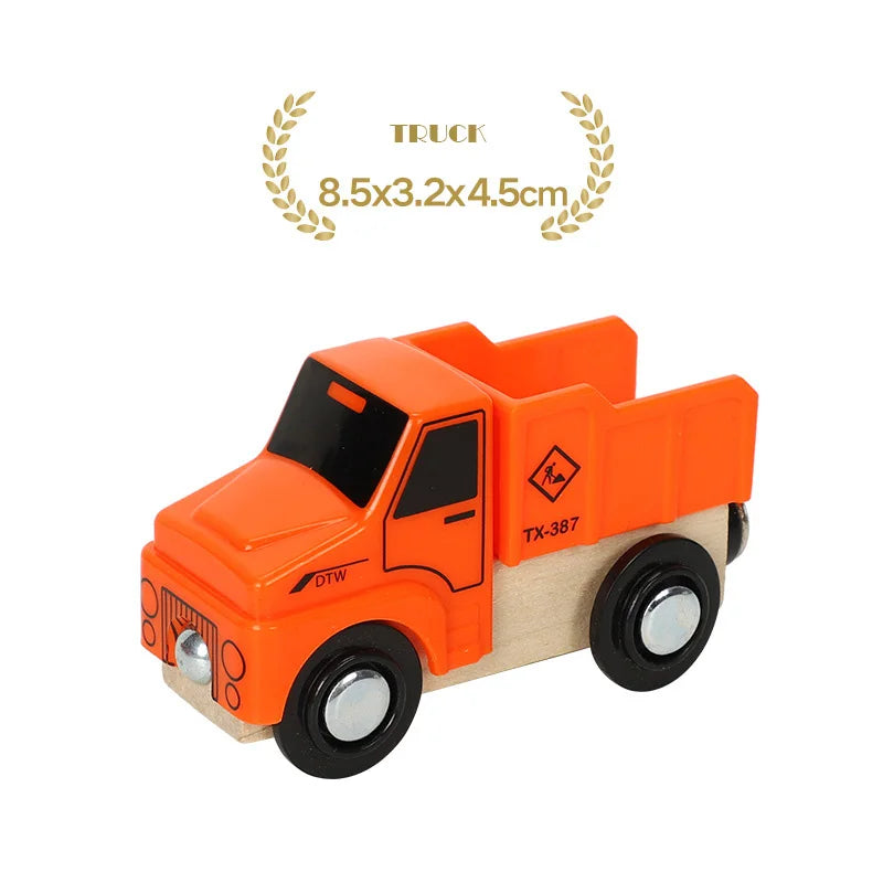 1PC Wooden Magnetic Train Wooden Railway Track Cars Truck Wood Track Accessories Fit for Biro Wooden Tracks Toys For Kids Gifts