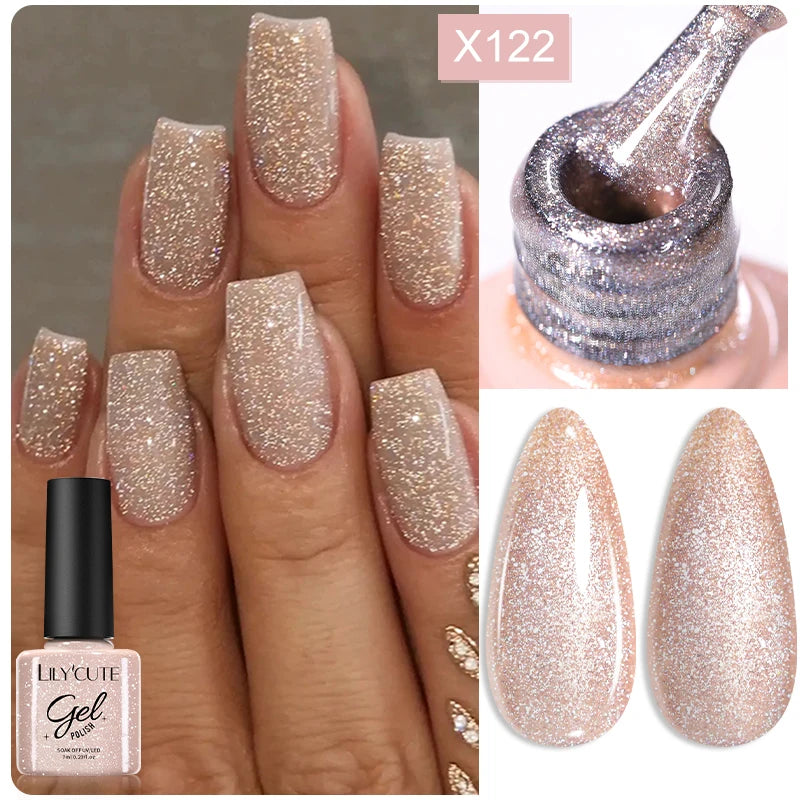 LILYCUTE Reflective Glitter Gel Nail Polish - 5ml Sparkling Liner