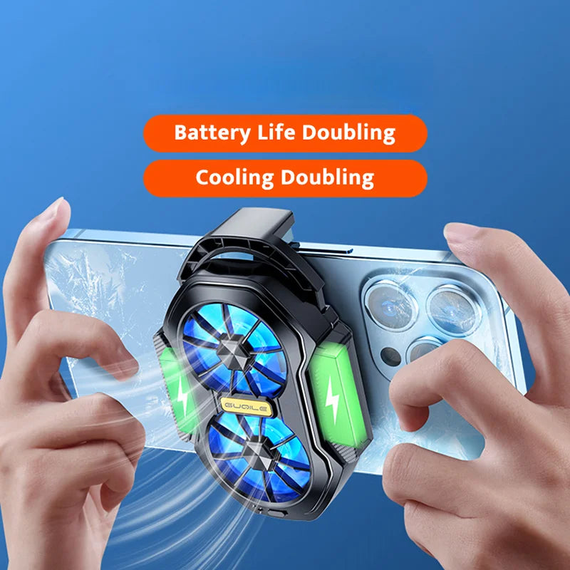 Premium Dual Fan Phone Cooler - Rechargeable Mobile Radiator Clip