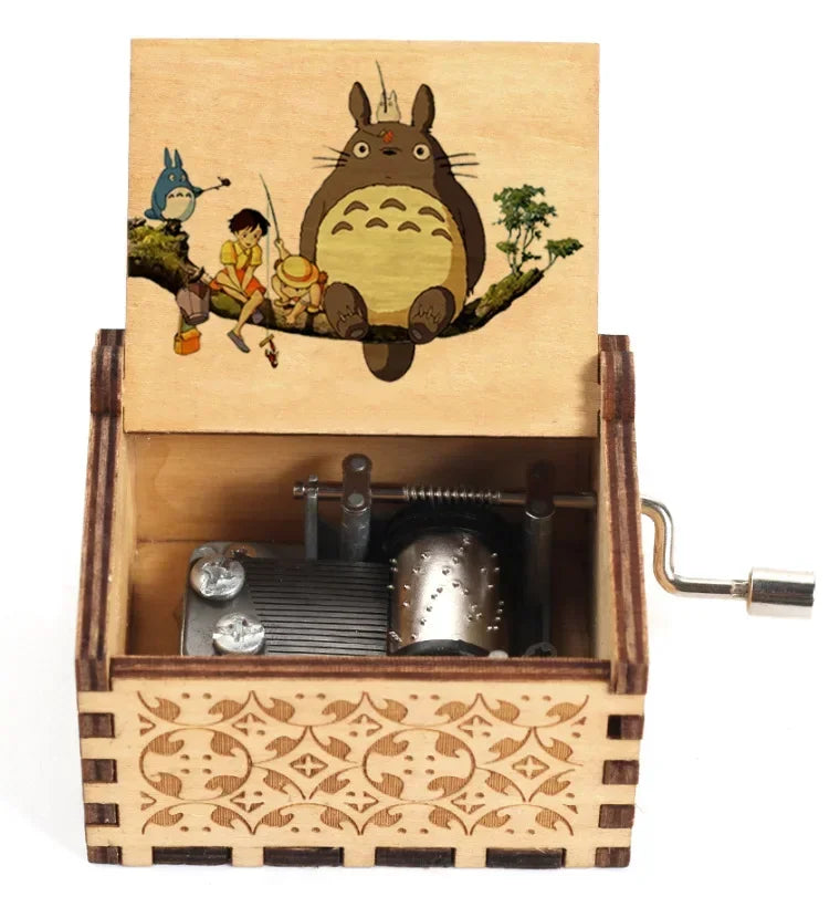 New Hot Wooden painted music box decoration, light luxury wooden hand cranked music box