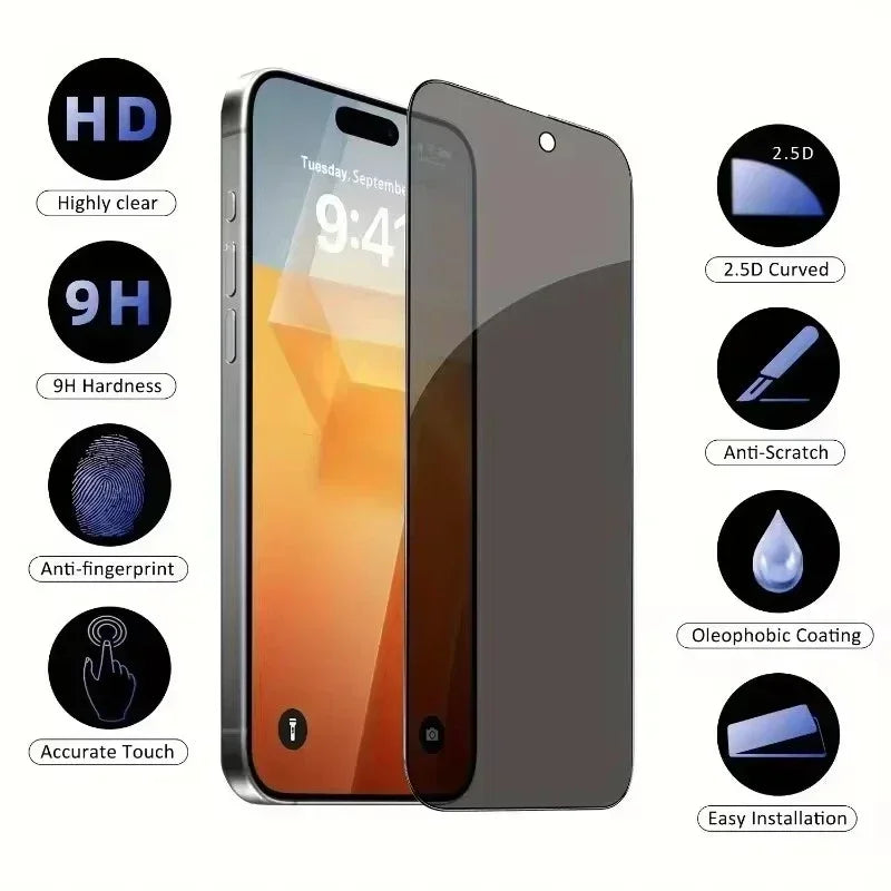 Premium 5-Pack Privacy Screen Protector - Anti-Spy Tempered Glass for iPhone