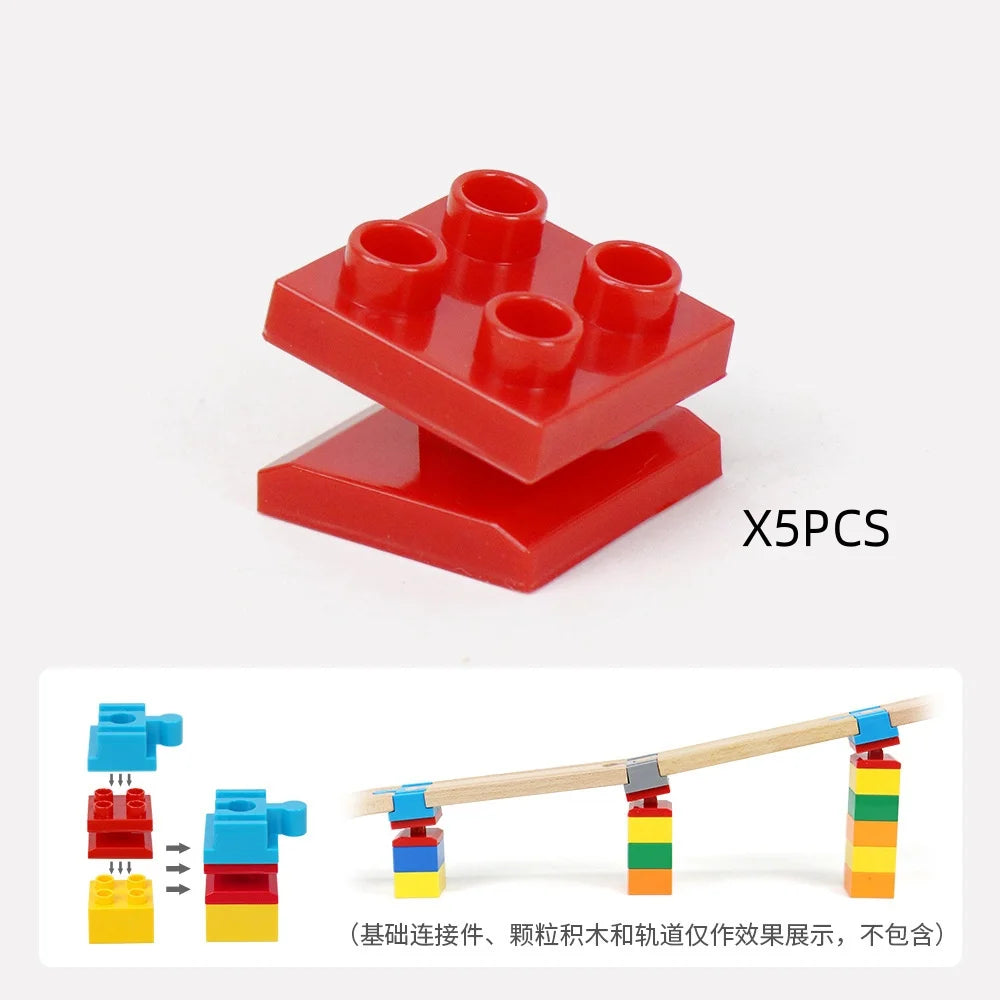 5-10PCS Wooden Train Track Accessories Plastic Building Blocks Adapters Wooden Track Connectors fit Wood Tracks Toys