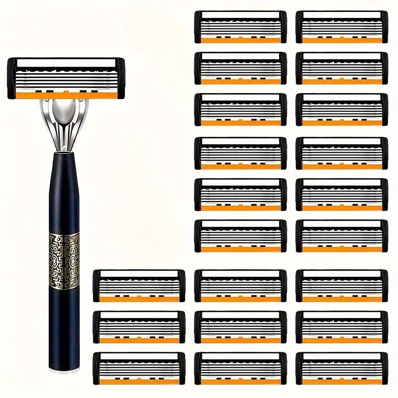 6-Layer Safety Razor Stainless Steel Progressive Blade Easy to Shave Men's Shaving and Women's Hair Removal Shaving Tools