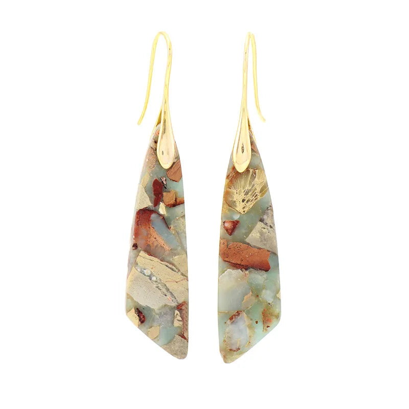Premium Bohemian Natural Stone Drop Earrings - Geometric Pendant Jewelry