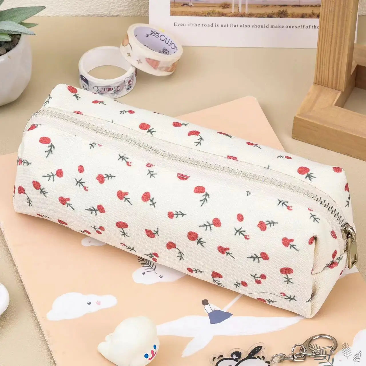 Kawaii Small Fresh Floral Pencil Case Large Capacity Storage Pen Pouch Pencil Bag Student Stationery Organizer School Supplies