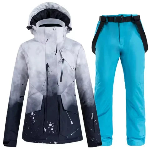 Snowboarding Suit Sets for Men and Women, Snow Wear Clothing, Waterproof, Ski Jacket, Strap Pant, Winter Costume, For Adult