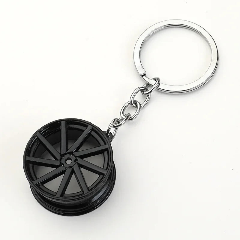 Automotive Gear Head Keychain - Speed Gearbox Keyring with Turbo Hub & Brake Disc Design